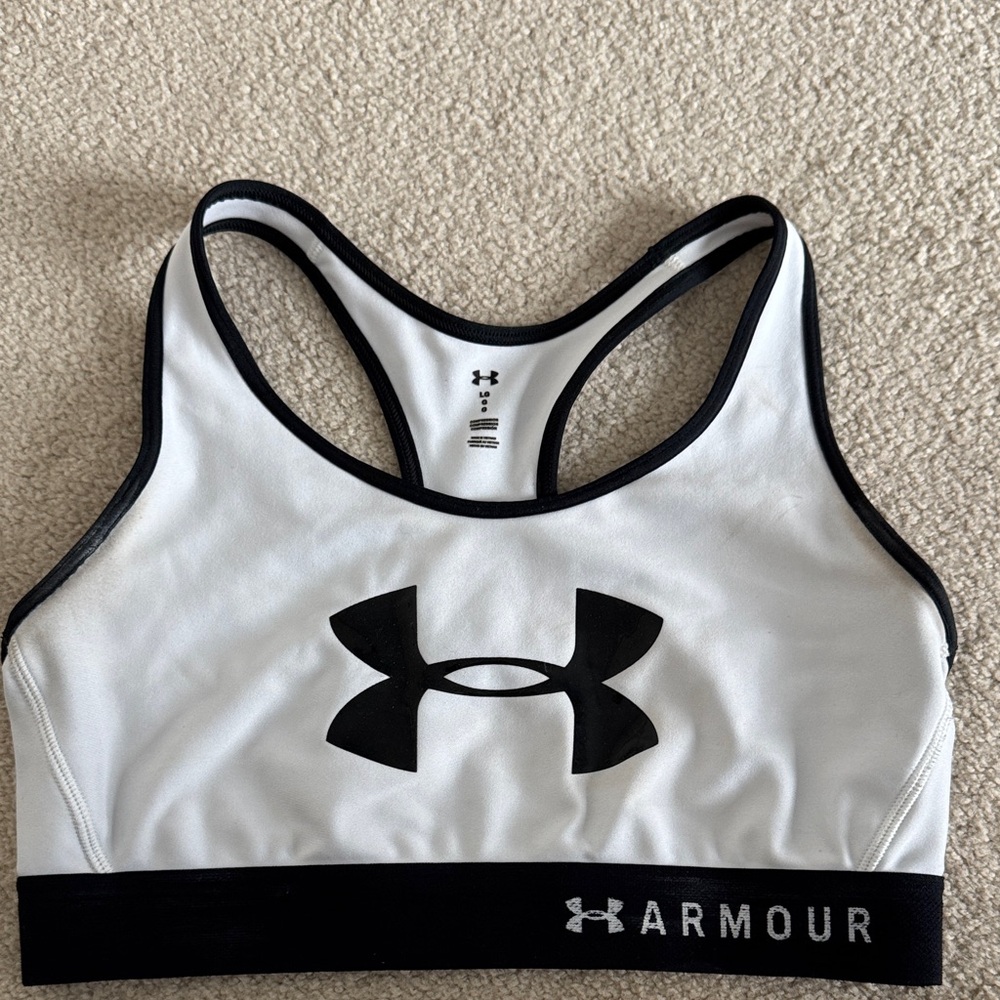 Under Armour White and Black Racerback Sports Bra